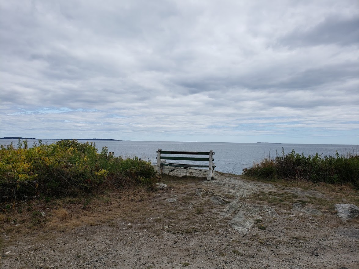A bench in Maine by the seaside